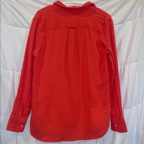 NWT J.Crew Double Gauze Button Up Shirt Coral Size 2 Lightweight Cotton - Picture 4 of 9